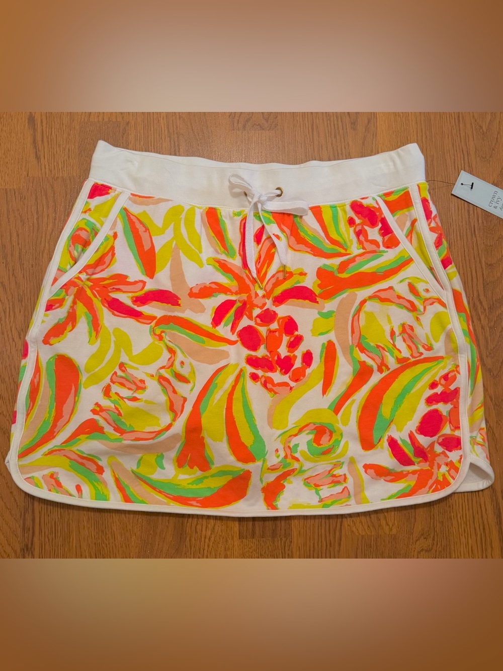 NWT Crown & Ivy Tropical Palm Beach Lilly-Style Island Pockets Pull-On Skort ~ M